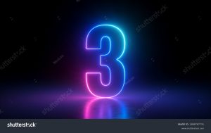 stock photo d render number three glowing in the dark pink blue neon light 1890767731 300x189
